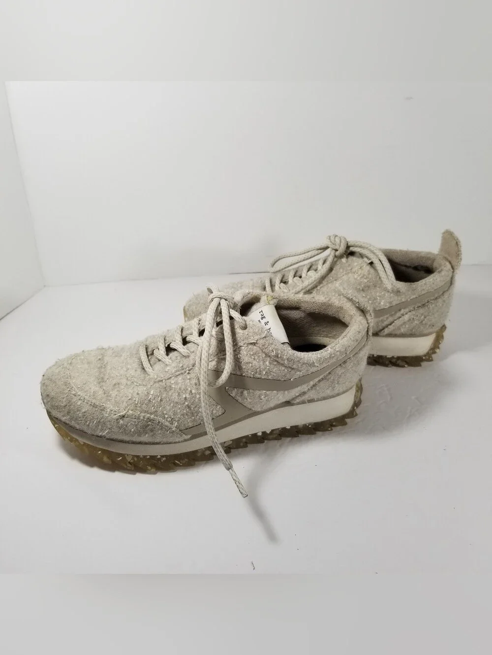 Rag & Bone Retro Runner Sneakers Women's EU 37 US 6.5 Beige Melange Felted Wool